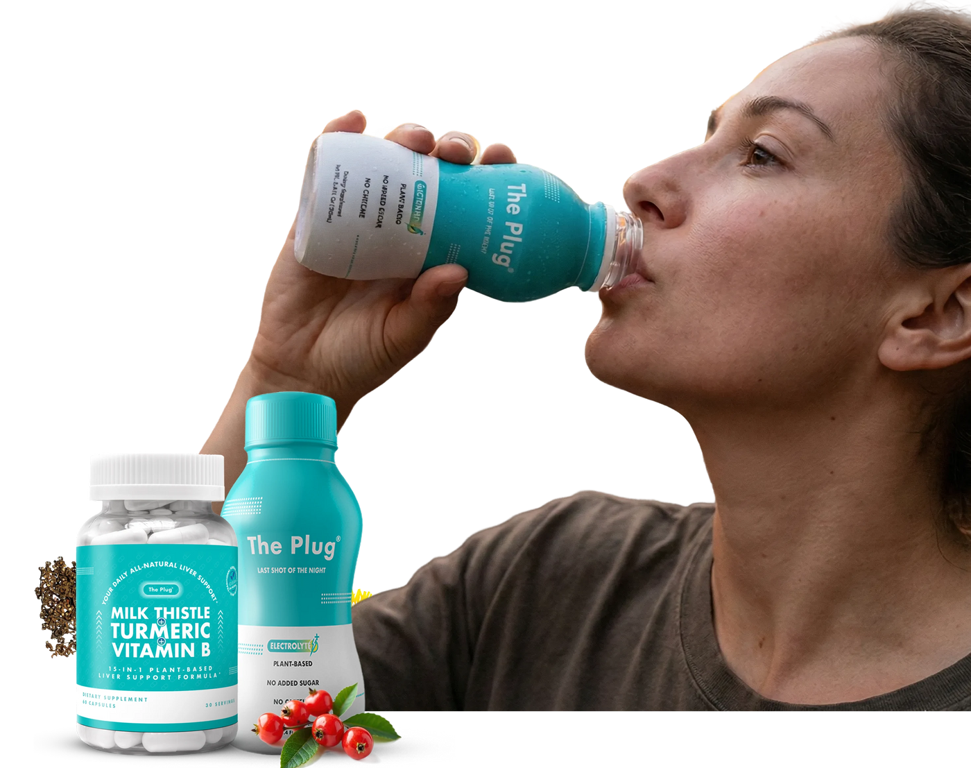 model holding plug drink